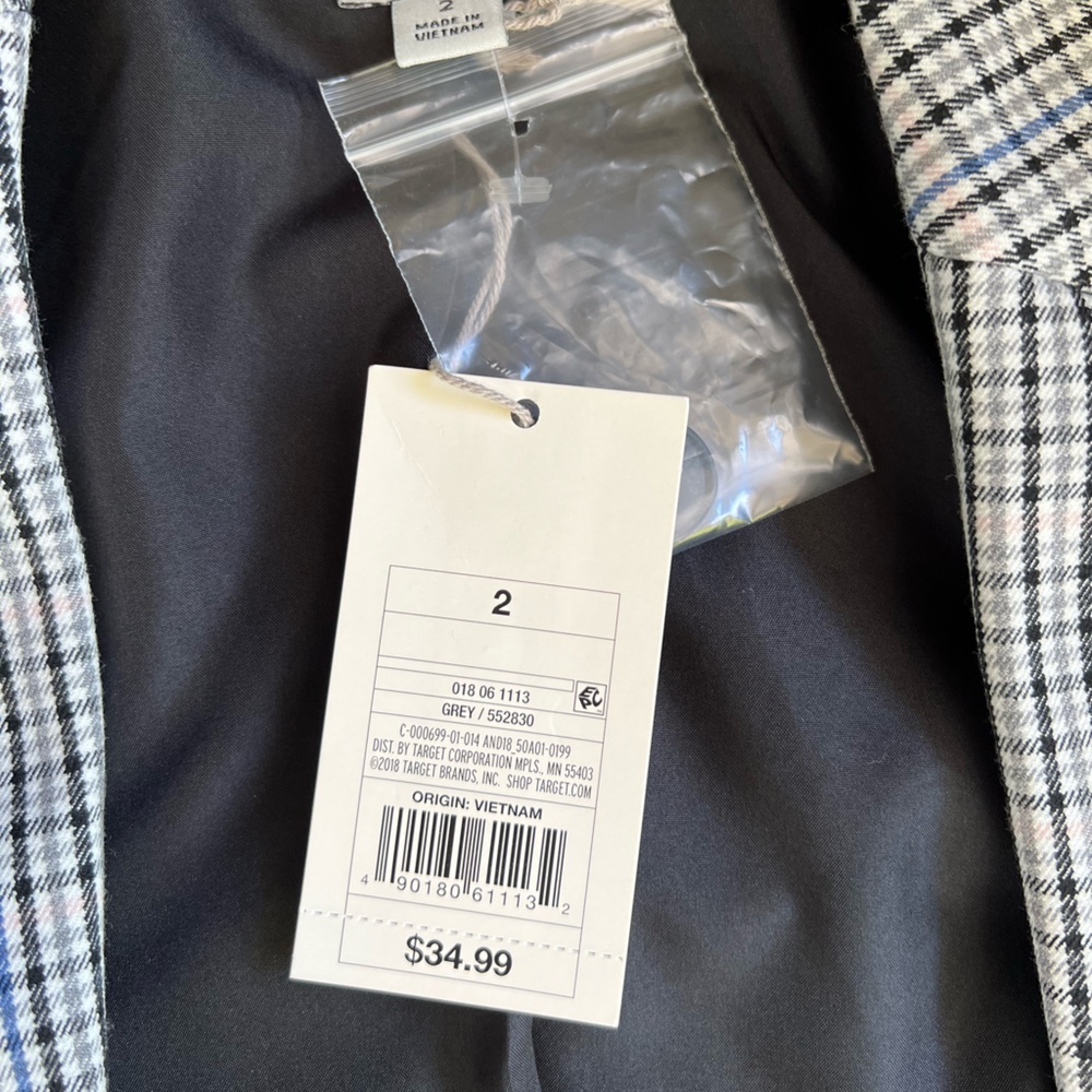 NWT, A Sweet NEW DAY blue and gray plaid Blazer..  Size 2-4 - Picture 8 of 9